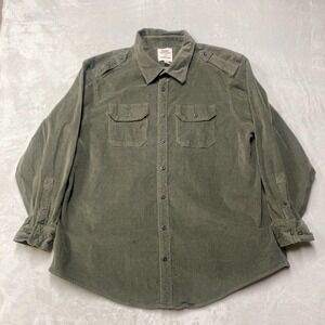 Lands' End x Blake Shelton Men Button Up Shirt 2XL Green Corduroy Western